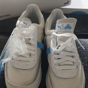 Puma White Sneakers with Blue Highlights